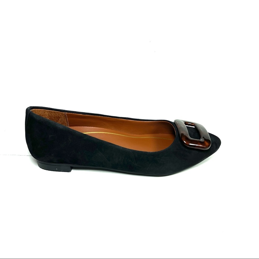 Vionic Womens Gem Amanda Ballet Flats Pointed Toe Buckle Black Suede Size 6 - Picture 3 of 10